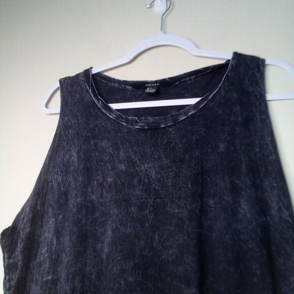 Forever 21 Shirt Juniors L Sleeveless Long Fringe Hem Black Gray - Picture 6 of 12